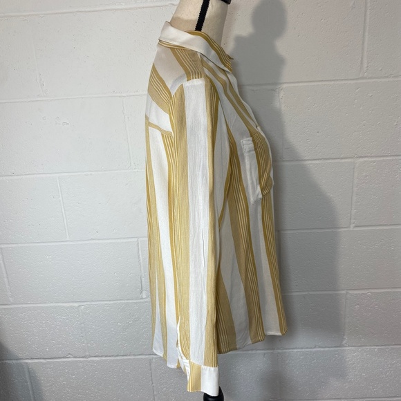 BP Yellow & White Striped Button Down Blouse - Picture 3 of 10